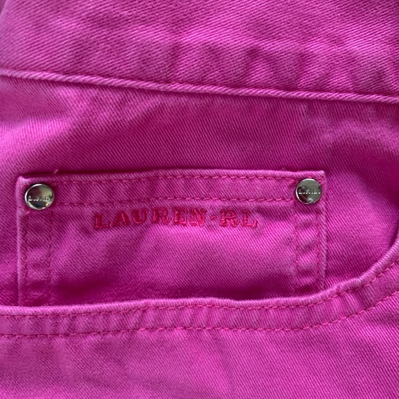 Lauren Jean Company Ralph Lauren Pink Capri Pants High Rise Cotton Women 12 - Picture 3 of 5
